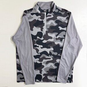 Pins & Aces Mens 1/2 Zip Gray Camo Golf Jacket Size L